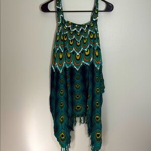 PEACOCK PRINT SWIM COVERUP